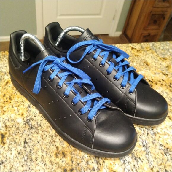 Adidas Originals Stan Smith Black Blue Lace Mens 10 Casual Sneakers FX5499 EUC main image 5